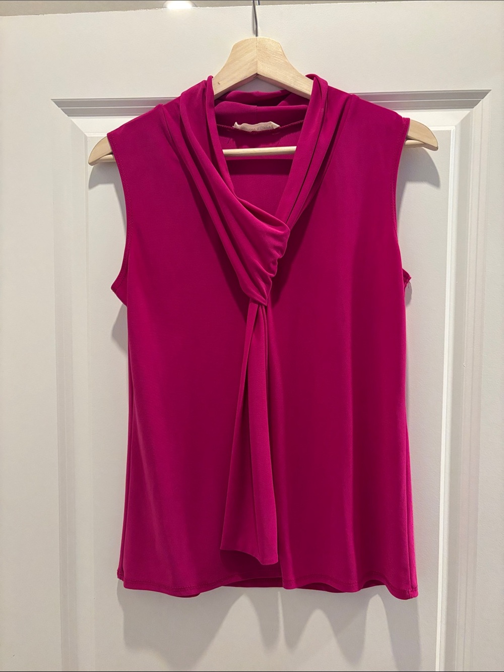 Sleeveless Tie-Neck Blouse in Fuchsia